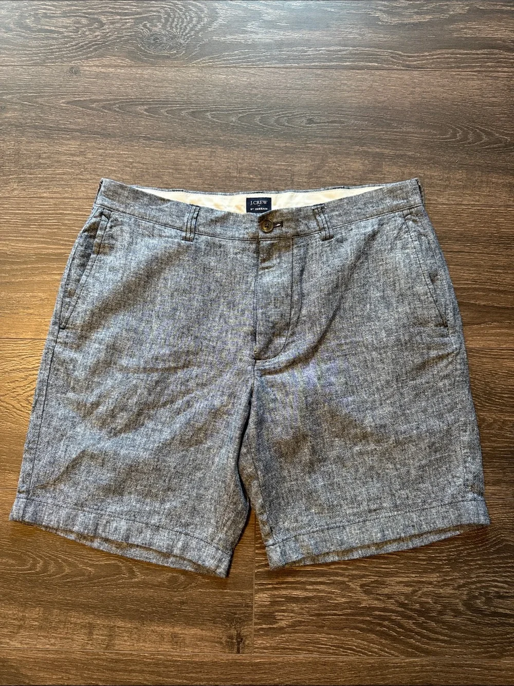 J. Crew Men's Heathered Blue-Gray Flat Front Shorts